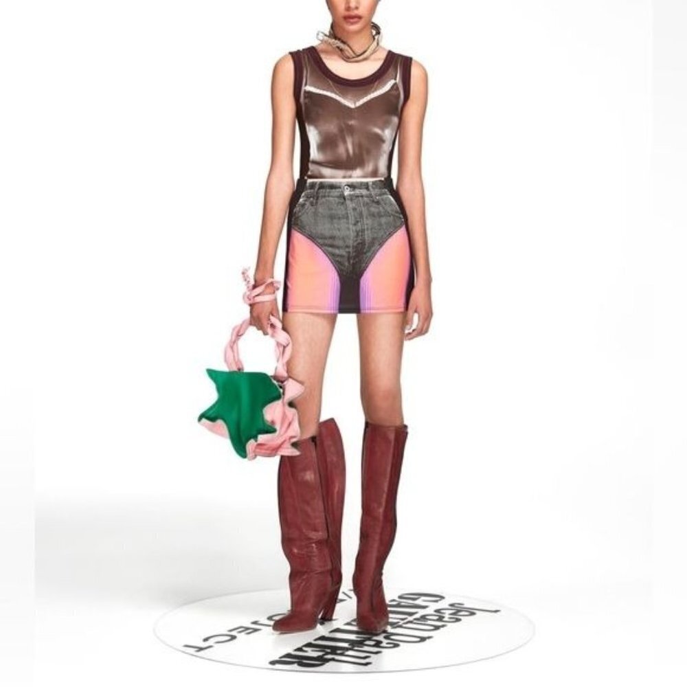 Y/Project x Jean Paul Gaultier Trompe L'oeil Mini Skirt Sz FR 38